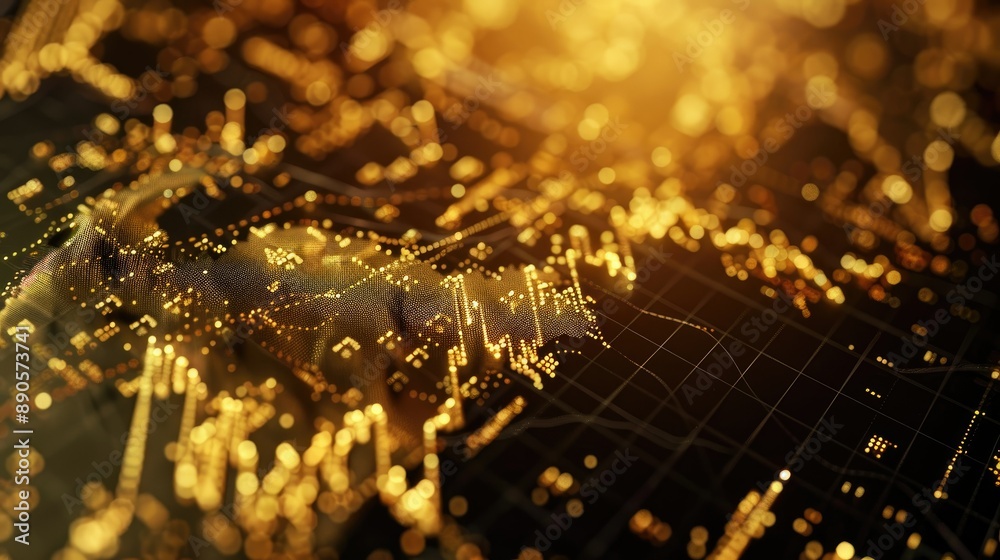 Aufkleber detailed gold chart analysis with fibonacci retracement levels displayed on a screen.