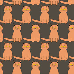 Seamless print pattern wallpaper background with nice cute lovely cats kittens art decor design for textile paper pack etc