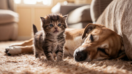 Cute Cat and Dog