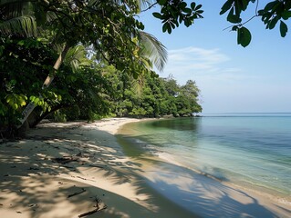 A coastal plot with a sandy beach