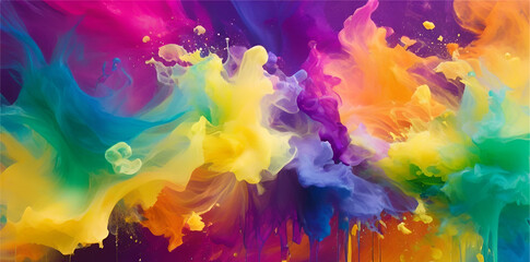 Obraz premium Vibrant Explosion of Colourful Ink in Water Abstract Artistic Background