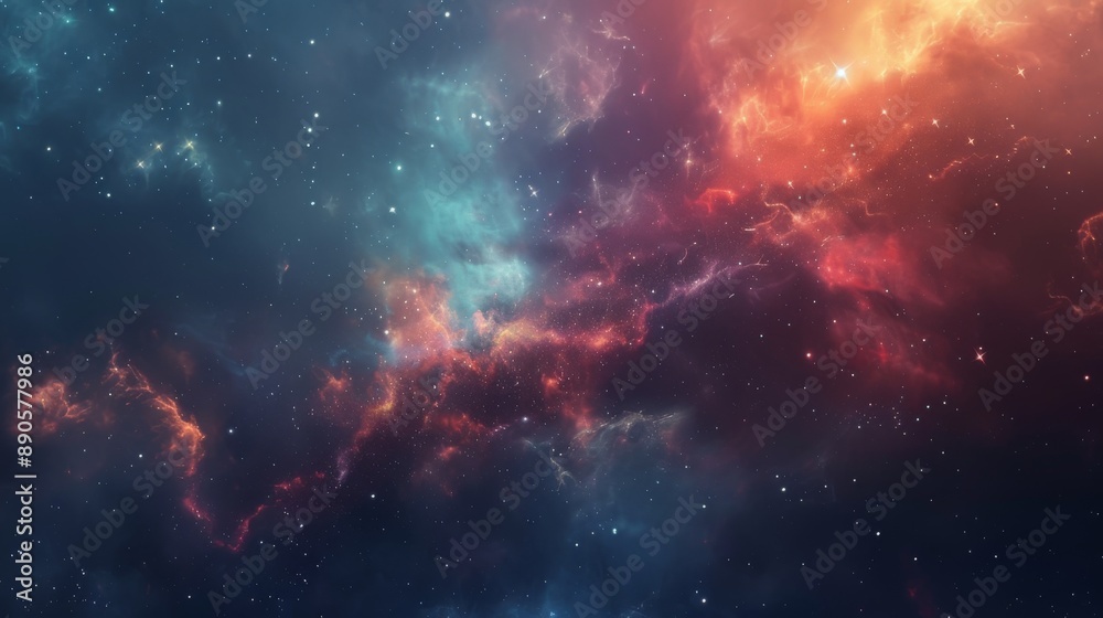 Wall mural abstract cosmic nebula with bright stars