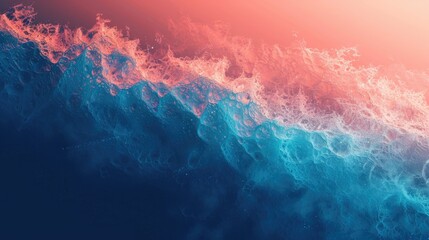 A gradient background transitioning from bright coral to deep blue.