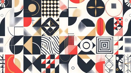 Elegant Modern Art Deco Geometric Patterns Suitable for Sticker Design on White Background