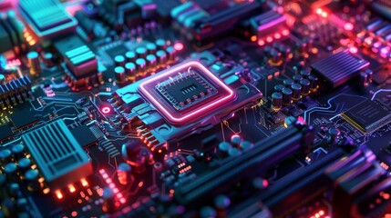 A realistic 3D rendering of a computer processor and its intricate details