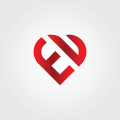 Heart Letter EU Logo - Initial Monogram Template for Alphabet E and U © Shahzad