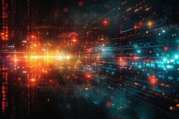 Fototapeta premium Abstract and futuristic digital information flow. Futuristic technology background showing dig data exchange