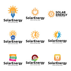 Set of Solar Energy logo designs vector, Sun power logo