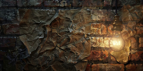 The Fractured Promise: A crumpled campaign poster, leaning against a faded brick wall, beneath a single light bulb.