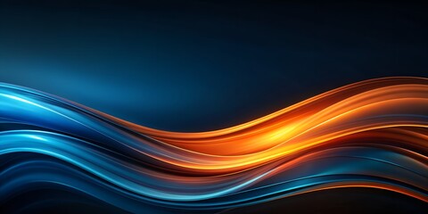 Fototapeta premium Relaxing dark abstract background with blue and orange waves AI-Generated Content