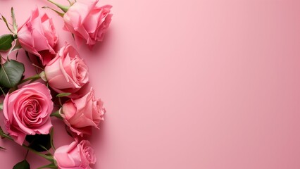Roses on a pastel pink background, Valentine's Day card