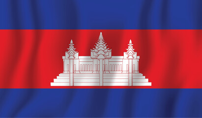 PrinRealistic Cambodia  national flag perfect color, scale, and proportion.