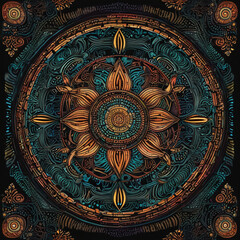 Naklejka premium multi-colored, symmetrical ornament in African style