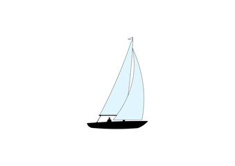 Sailing boat flat vector illustration isolated on white background	