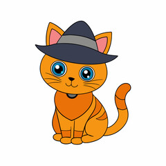 Festive Halloween Cat in Pumpkin Vector Illustration Design