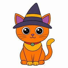 Festive Halloween Cat in Pumpkin Vector Illustration Design