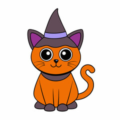 Festive Halloween Cat in Pumpkin Vector Illustration Design