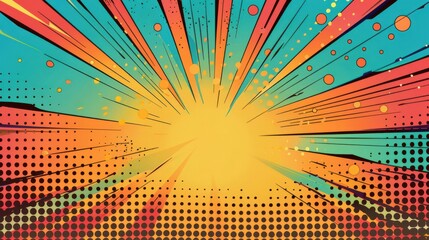 Sunburst Explosion Comic Style Illustration with Vibrant Gradient and Dynamic Dots.