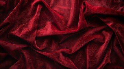 Rich Red Velvet Fabric Texture, Top-Down Close-Up, High-Quality Material Surface for Elegant Upholstery and Luxury Design Projects