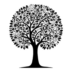 Fototapeta premium Tree . Black and white botanical illustration. Logo design for use in graphics. Generated by Ai