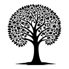 Fototapeta premium Tree . Black and white botanical illustration. Logo design for use in graphics. Generated by Ai