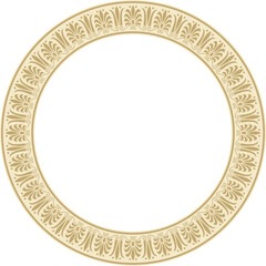 Vector gold round classical Greek ornament. European ornament. Border, frame, circle, ring Ancient Greece, Roman Empire