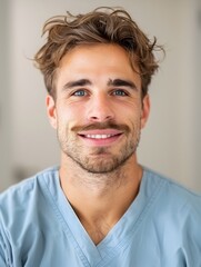 Obraz premium Smiling Male Healthcare Specialist Providing Recovery Services