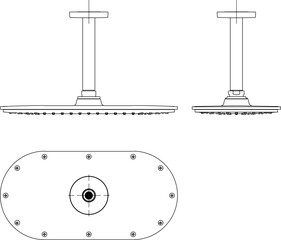 Vector silhouette illustration sketch of detailed modern minimalist hotel bathroom shower head design