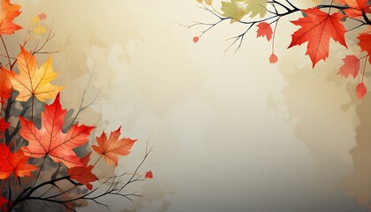 Autumn gentle background with colorful maple leaves and space for text