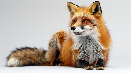 Naklejka premium fox white background, keeping foxes, zoo, eco-park, nature reserve, copy space