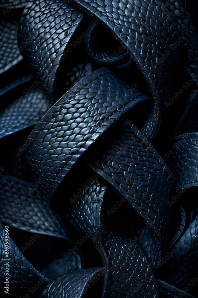 Poster minimalist depiction of complex denim lines with highlighted seams intertwining, representing unity 