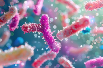 Beautiful illustration of bacteria or virus view under microscope, virus infection concept