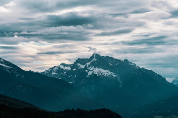 Panoramic view of the mountains in Berchtesgadener Land in Bavaria, Germany.