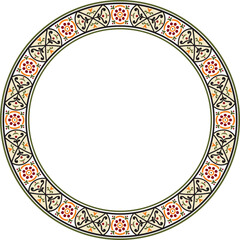 Vector round colored border, frame, Pompeii ring. Circle Neopolitan ornament. Art of Ancient Rome