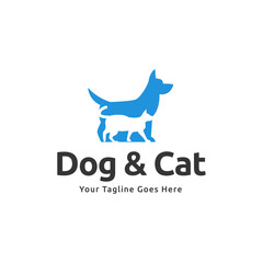 Naklejka premium Dog and cat logo design. pet care concept element