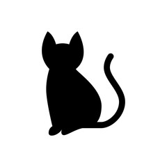 Vector silhouette of the cat, black color, isolated on white background