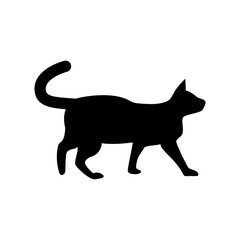 Vector silhouette of the cat, black color, isolated on white background