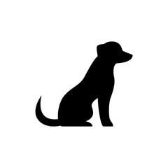 Vector black silhouette of a dog isolated on a white background.