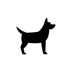 Vector black silhouette of a dog isolated on a white background.