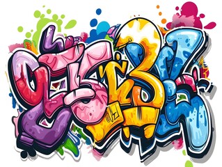 Stylish Streetwear Graffiti Design for Shirt or Sticker on White Background