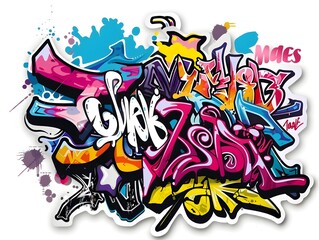 Obraz premium Stylish Streetwear Graffiti Design for Shirt or Sticker