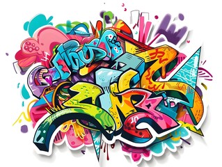 Fototapeta premium Stylish Streetwear Graffiti Sticker Design for Apparel and Decor