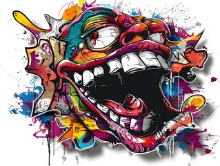 Stylish Streetwear Graffiti Sticker Design for Apparel and Graphics