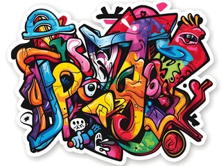 Naklejka premium Stylish Streetwear Graffiti Sticker Design for Apparel and Merchandise
