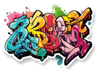 Stylish Streetwear Graffiti Sticker Design for Shirt and Apparel Branding