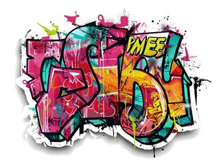 Stylish Streetwear Graffiti Sticker Design for Shirt and Apparel