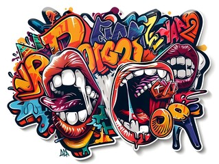 Naklejka premium Stylish Streetwear Graffiti Sticker Design for Shirt and Apparel