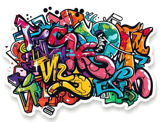 Stylish Streetwear Graffiti Sticker Design for Shirt and Apparel