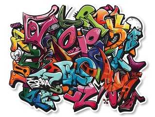 Obraz premium Stylish Streetwear Graffiti Sticker Design for Shirt and Apparel