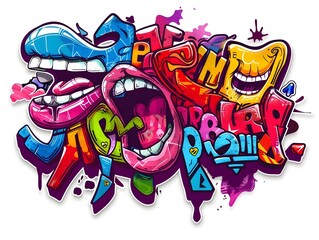 Stylish Streetwear Graffiti Sticker Design for Shirt and Apparel